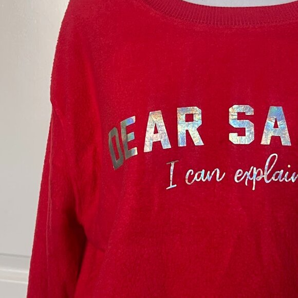 No Boundaries Red Fleece Long Sleeve Dear Santa Pajama Sweater Shirt Large 11/13 - Picture 4 of 13